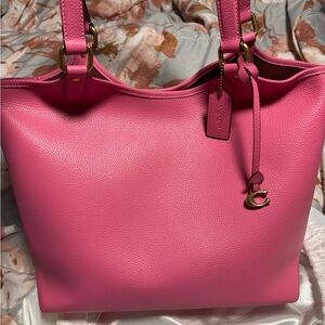 Coach Pink Leather Tote Bag with pouch